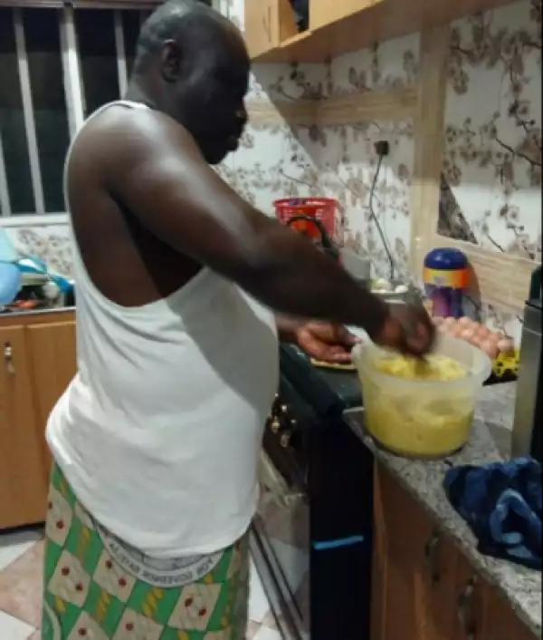 " Your Wife Is Not Your Slave": Retired Nigerian Soldier Steals Hearts With This Photo